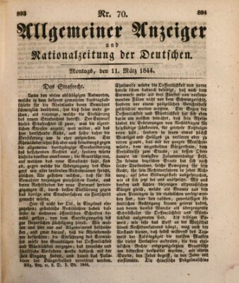 Allgemeiner Anzeiger und Nationalzeitung der Deutschen (Allgemeiner Anzeiger der Deutschen) Montag 11. März 1844