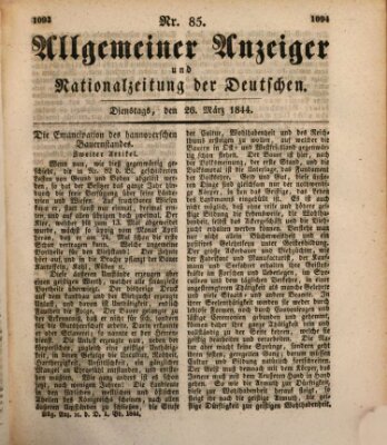 Allgemeiner Anzeiger und Nationalzeitung der Deutschen (Allgemeiner Anzeiger der Deutschen) Dienstag 26. März 1844