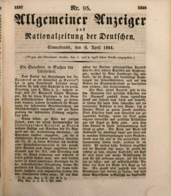 Allgemeiner Anzeiger und Nationalzeitung der Deutschen (Allgemeiner Anzeiger der Deutschen) Samstag 6. April 1844