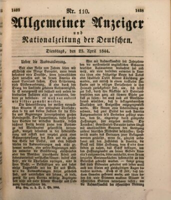 Allgemeiner Anzeiger und Nationalzeitung der Deutschen (Allgemeiner Anzeiger der Deutschen) Dienstag 23. April 1844