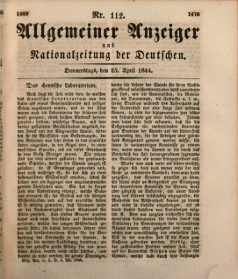 Allgemeiner Anzeiger und Nationalzeitung der Deutschen (Allgemeiner Anzeiger der Deutschen) Donnerstag 25. April 1844