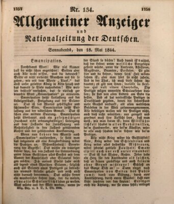 Allgemeiner Anzeiger und Nationalzeitung der Deutschen (Allgemeiner Anzeiger der Deutschen) Samstag 18. Mai 1844