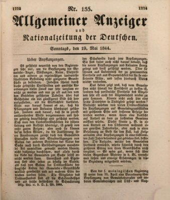 Allgemeiner Anzeiger und Nationalzeitung der Deutschen (Allgemeiner Anzeiger der Deutschen) Sonntag 19. Mai 1844