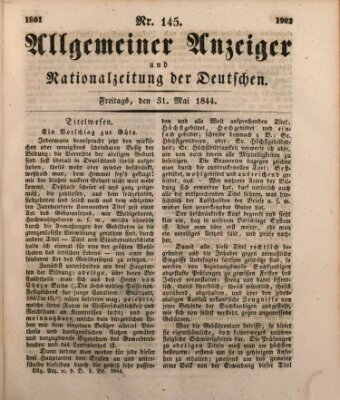 Allgemeiner Anzeiger und Nationalzeitung der Deutschen (Allgemeiner Anzeiger der Deutschen) Freitag 31. Mai 1844