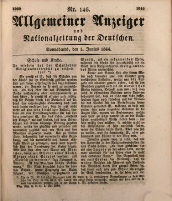 Allgemeiner Anzeiger und Nationalzeitung der Deutschen (Allgemeiner Anzeiger der Deutschen) Samstag 1. Juni 1844