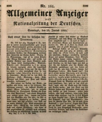 Allgemeiner Anzeiger und Nationalzeitung der Deutschen (Allgemeiner Anzeiger der Deutschen) Sonntag 16. Juni 1844