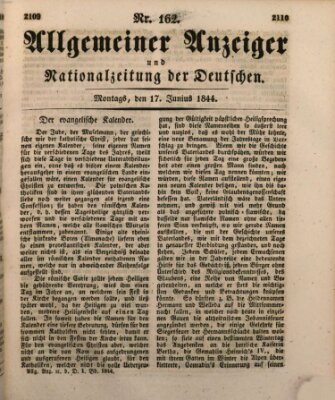 Allgemeiner Anzeiger und Nationalzeitung der Deutschen (Allgemeiner Anzeiger der Deutschen) Montag 17. Juni 1844