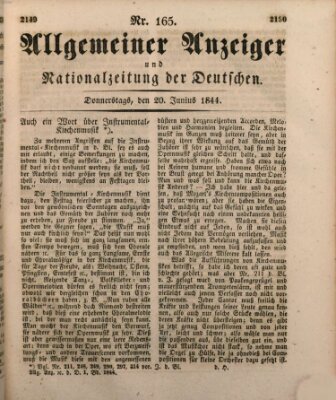 Allgemeiner Anzeiger und Nationalzeitung der Deutschen (Allgemeiner Anzeiger der Deutschen) Donnerstag 20. Juni 1844