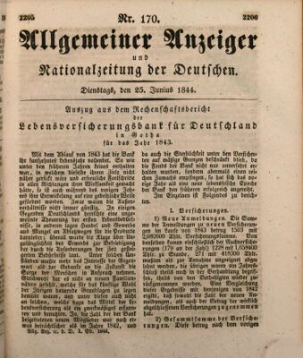 Allgemeiner Anzeiger und Nationalzeitung der Deutschen (Allgemeiner Anzeiger der Deutschen) Dienstag 25. Juni 1844