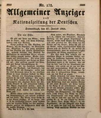 Allgemeiner Anzeiger und Nationalzeitung der Deutschen (Allgemeiner Anzeiger der Deutschen) Donnerstag 27. Juni 1844