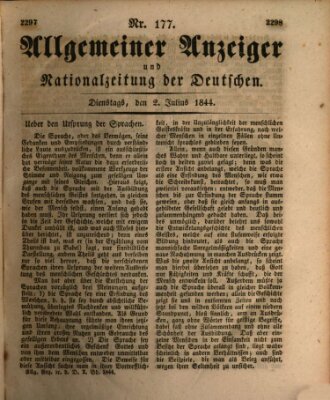 Allgemeiner Anzeiger und Nationalzeitung der Deutschen (Allgemeiner Anzeiger der Deutschen) Dienstag 2. Juli 1844