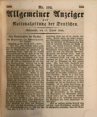 Allgemeiner Anzeiger und Nationalzeitung der Deutschen (Allgemeiner Anzeiger der Deutschen) Mittwoch 17. Juli 1844