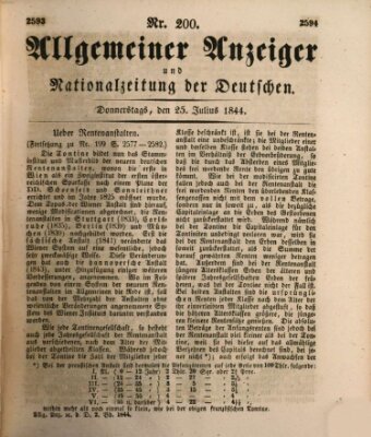 Allgemeiner Anzeiger und Nationalzeitung der Deutschen (Allgemeiner Anzeiger der Deutschen) Donnerstag 25. Juli 1844