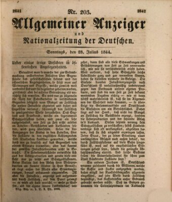 Allgemeiner Anzeiger und Nationalzeitung der Deutschen (Allgemeiner Anzeiger der Deutschen) Sonntag 28. Juli 1844