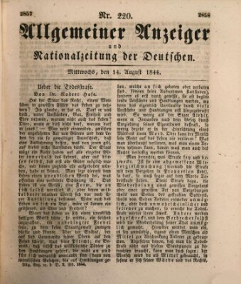 Allgemeiner Anzeiger und Nationalzeitung der Deutschen (Allgemeiner Anzeiger der Deutschen) Mittwoch 14. August 1844