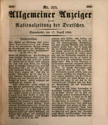 Allgemeiner Anzeiger und Nationalzeitung der Deutschen (Allgemeiner Anzeiger der Deutschen) Samstag 17. August 1844