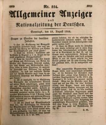 Allgemeiner Anzeiger und Nationalzeitung der Deutschen (Allgemeiner Anzeiger der Deutschen) Sonntag 18. August 1844