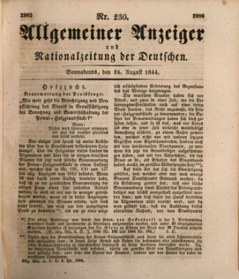 Allgemeiner Anzeiger und Nationalzeitung der Deutschen (Allgemeiner Anzeiger der Deutschen) Samstag 24. August 1844