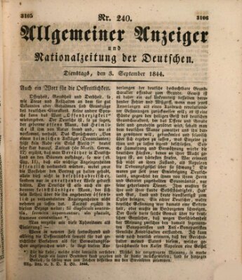 Allgemeiner Anzeiger und Nationalzeitung der Deutschen (Allgemeiner Anzeiger der Deutschen) Dienstag 3. September 1844