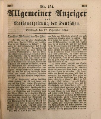 Allgemeiner Anzeiger und Nationalzeitung der Deutschen (Allgemeiner Anzeiger der Deutschen) Dienstag 17. September 1844