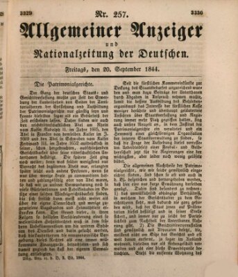 Allgemeiner Anzeiger und Nationalzeitung der Deutschen (Allgemeiner Anzeiger der Deutschen) Freitag 20. September 1844