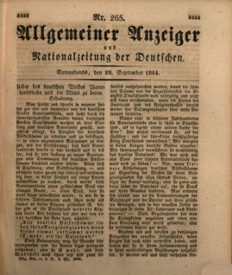 Allgemeiner Anzeiger und Nationalzeitung der Deutschen (Allgemeiner Anzeiger der Deutschen) Samstag 28. September 1844