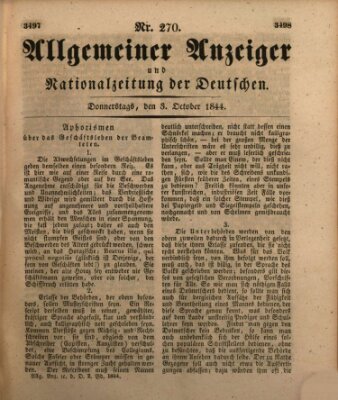 Allgemeiner Anzeiger und Nationalzeitung der Deutschen (Allgemeiner Anzeiger der Deutschen) Donnerstag 3. Oktober 1844