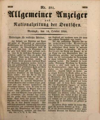 Allgemeiner Anzeiger und Nationalzeitung der Deutschen (Allgemeiner Anzeiger der Deutschen) Montag 14. Oktober 1844