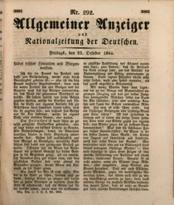 Allgemeiner Anzeiger und Nationalzeitung der Deutschen (Allgemeiner Anzeiger der Deutschen) Freitag 25. Oktober 1844