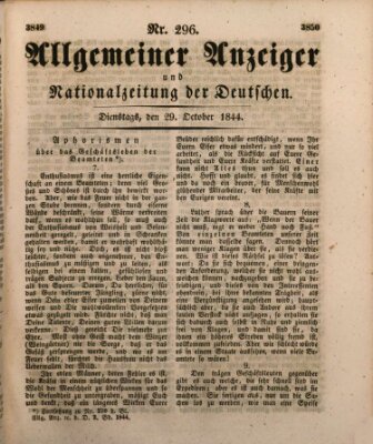 Allgemeiner Anzeiger und Nationalzeitung der Deutschen (Allgemeiner Anzeiger der Deutschen) Dienstag 29. Oktober 1844