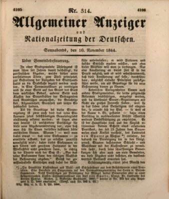 Allgemeiner Anzeiger und Nationalzeitung der Deutschen (Allgemeiner Anzeiger der Deutschen) Samstag 16. November 1844