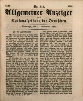 Allgemeiner Anzeiger und Nationalzeitung der Deutschen (Allgemeiner Anzeiger der Deutschen) Sonntag 17. November 1844