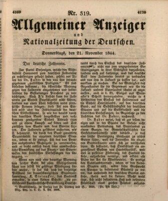 Allgemeiner Anzeiger und Nationalzeitung der Deutschen (Allgemeiner Anzeiger der Deutschen) Donnerstag 21. November 1844