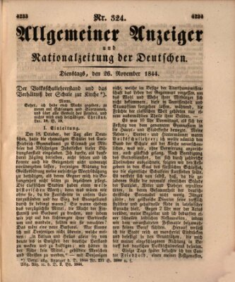 Allgemeiner Anzeiger und Nationalzeitung der Deutschen (Allgemeiner Anzeiger der Deutschen) Dienstag 26. November 1844