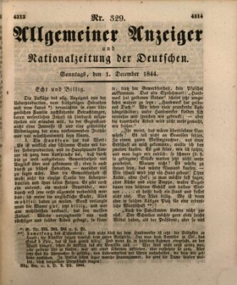 Allgemeiner Anzeiger und Nationalzeitung der Deutschen (Allgemeiner Anzeiger der Deutschen) Sonntag 1. Dezember 1844