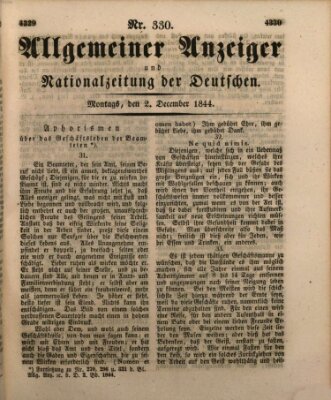 Allgemeiner Anzeiger und Nationalzeitung der Deutschen (Allgemeiner Anzeiger der Deutschen) Montag 2. Dezember 1844