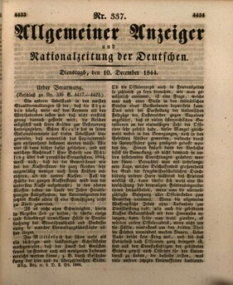 Allgemeiner Anzeiger und Nationalzeitung der Deutschen (Allgemeiner Anzeiger der Deutschen) Dienstag 10. Dezember 1844