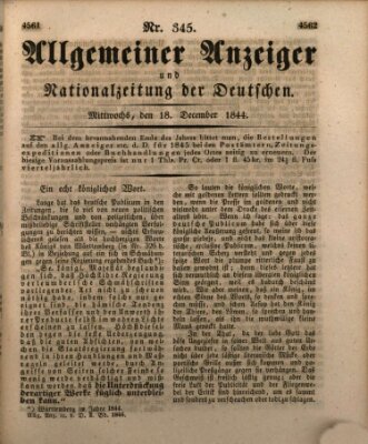 Allgemeiner Anzeiger und Nationalzeitung der Deutschen (Allgemeiner Anzeiger der Deutschen) Mittwoch 18. Dezember 1844