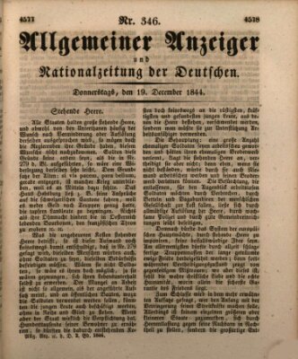 Allgemeiner Anzeiger und Nationalzeitung der Deutschen (Allgemeiner Anzeiger der Deutschen) Donnerstag 19. Dezember 1844