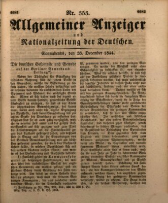 Allgemeiner Anzeiger und Nationalzeitung der Deutschen (Allgemeiner Anzeiger der Deutschen) Samstag 28. Dezember 1844