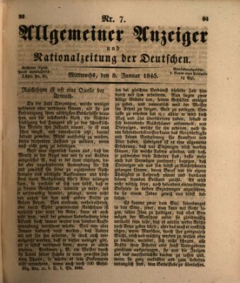 Allgemeiner Anzeiger und Nationalzeitung der Deutschen (Allgemeiner Anzeiger der Deutschen) Mittwoch 8. Januar 1845