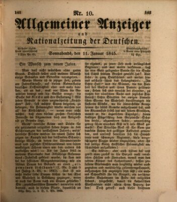 Allgemeiner Anzeiger und Nationalzeitung der Deutschen (Allgemeiner Anzeiger der Deutschen) Samstag 11. Januar 1845