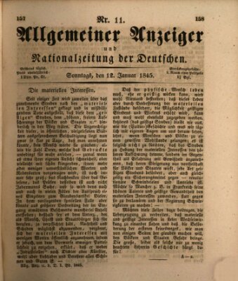 Allgemeiner Anzeiger und Nationalzeitung der Deutschen (Allgemeiner Anzeiger der Deutschen) Sonntag 12. Januar 1845