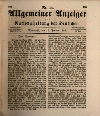 Allgemeiner Anzeiger und Nationalzeitung der Deutschen (Allgemeiner Anzeiger der Deutschen) Mittwoch 15. Januar 1845