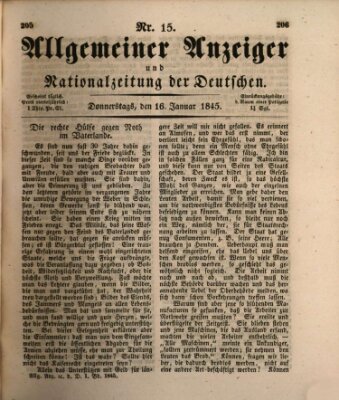 Allgemeiner Anzeiger und Nationalzeitung der Deutschen (Allgemeiner Anzeiger der Deutschen) Donnerstag 16. Januar 1845