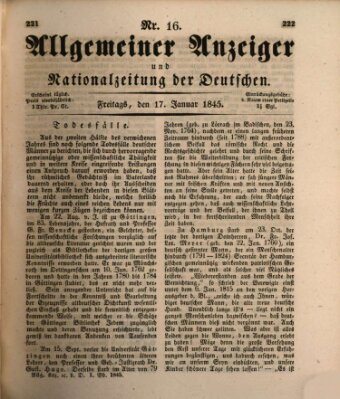 Allgemeiner Anzeiger und Nationalzeitung der Deutschen (Allgemeiner Anzeiger der Deutschen) Freitag 17. Januar 1845