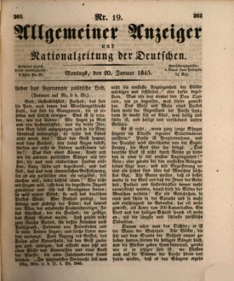 Allgemeiner Anzeiger und Nationalzeitung der Deutschen (Allgemeiner Anzeiger der Deutschen) Montag 20. Januar 1845