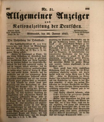 Allgemeiner Anzeiger und Nationalzeitung der Deutschen (Allgemeiner Anzeiger der Deutschen) Mittwoch 22. Januar 1845