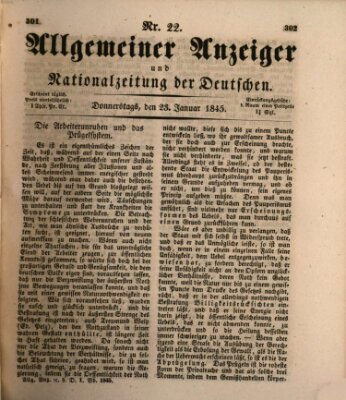 Allgemeiner Anzeiger und Nationalzeitung der Deutschen (Allgemeiner Anzeiger der Deutschen) Donnerstag 23. Januar 1845