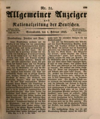 Allgemeiner Anzeiger und Nationalzeitung der Deutschen (Allgemeiner Anzeiger der Deutschen) Samstag 1. Februar 1845